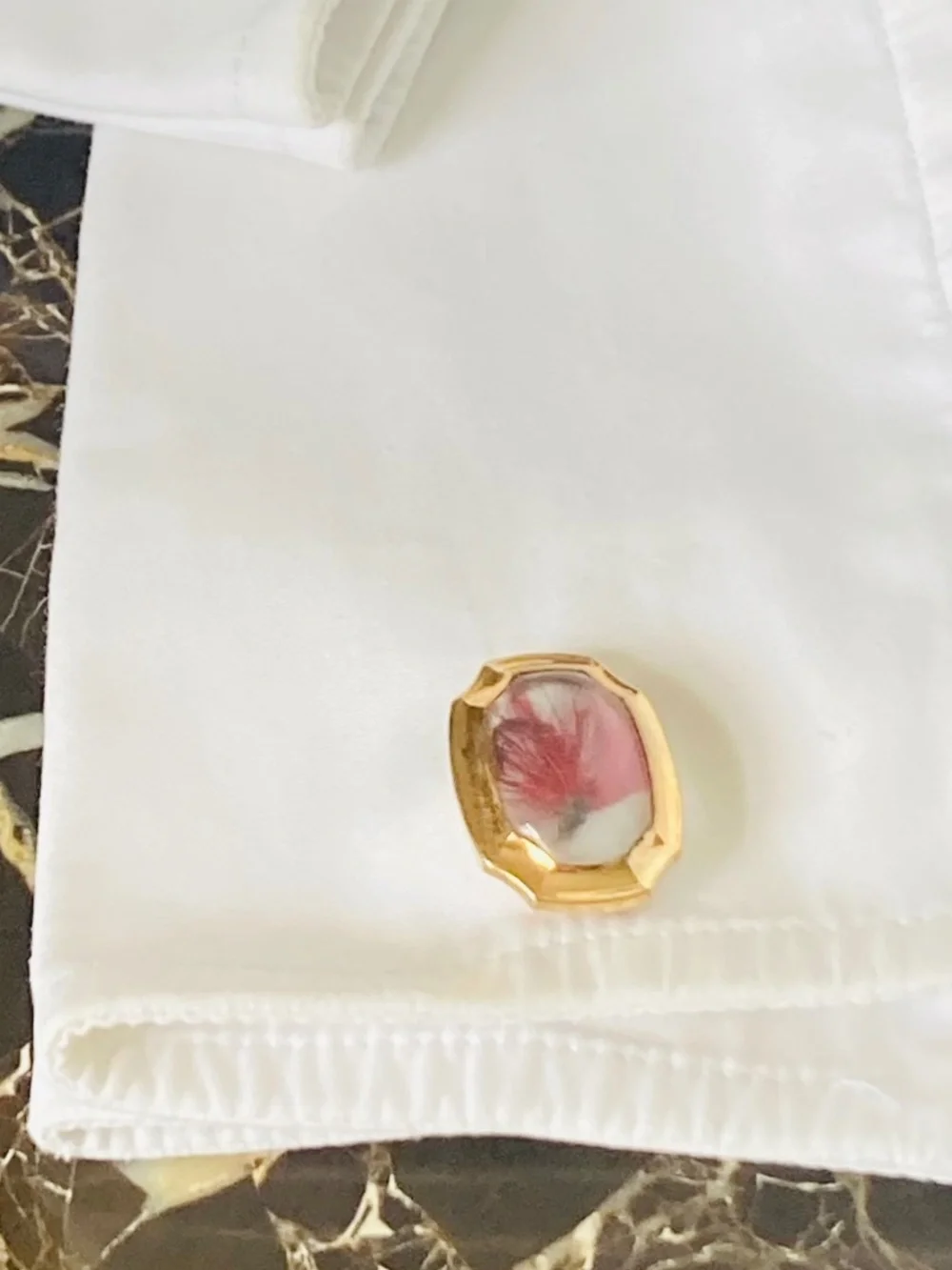 Vintage Correct Quality Essex Glass Fly Fishing Cufflinks Gold Tone